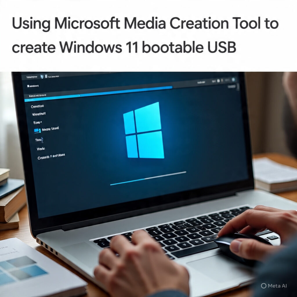 Using Microsoft Media Creation Tool to create Windows 11 bootable USB.
